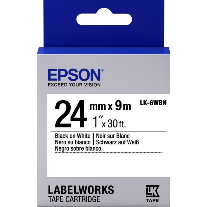 Лента Epson C53S656006 LK-6WBN9 Стандартная лента 24мм, Бел./Черн., 9м