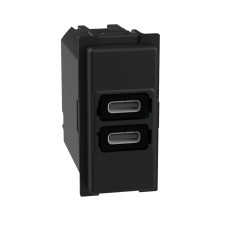 Зарядное устройство Bticino K4191CC Living Now USB 2 разъёма C/C 15 Вт 3000мА 1 модуль черный<br>66406