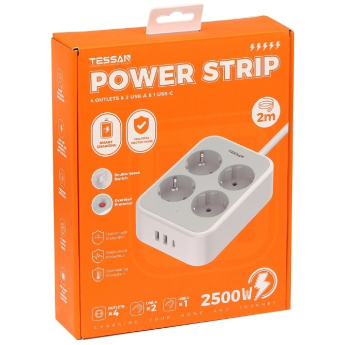 Сетевой фильтр Tessan TS-PS01DE00 2 м