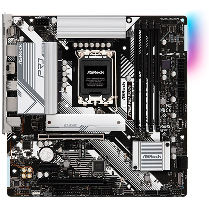 Материнская плата ASRock B760M PRO RS/D4 LGA1700 4xDDR4 4xSATA RAID 2xM.2 HDMI DP mATX