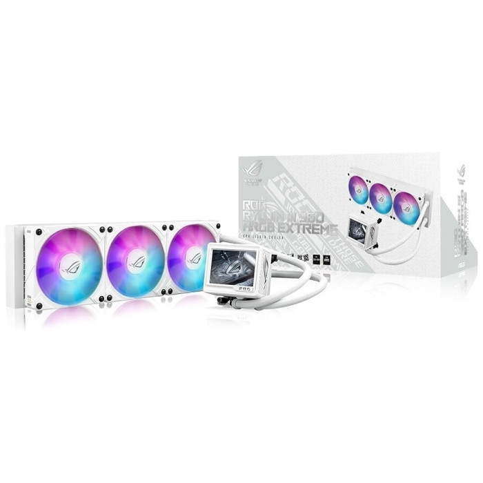 СЖО ASUS ROG Ryujin III 360 ARGB WHT Extreme, Asetekapos;s Emma Gen8 V2 Pump, magnetic ROG ARGB fans, LCD DISPLAY, WHITE,BOX