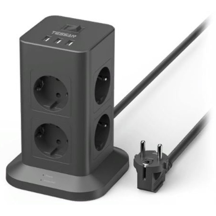 Сетевой фильтр Tessan TPS03-DE черный 2 м