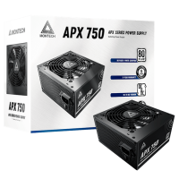 Блок питания Montech 750W, APX 750W, Non Modular, ATX, 80+ WHITE, КПД 90%, Fan 120mm, Черный