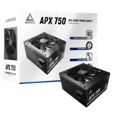 Блок питания Montech 750W, APX 750W, Non Modular, ATX, 80+ WHITE, КПД 90%, Fan 120mm, Черный