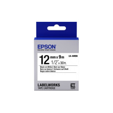 Лента Epson C53S654021 LK4WBN Стандартная лента 12мм, Бел./Черн., 9м<br>Цвет ленты 	черный
Цвет текста 	белый
Тип ленты 	Яркая
Ширина ленты, мм. 	12
Длина ленты, м. 	9
Для: 
Epson LabelWorks LW-300 
Epson LabelWorks LW-400
Epson LabelWorks LW-400VP
Epson 