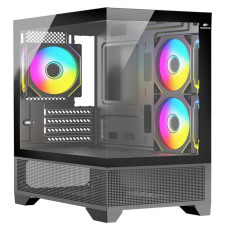 Корпус Wintek Crystal 395-B TG, mATX, USB 1*3.0/1*2.0, 3*12cm ARGB PWM (контр. + пульт д/у), чёрный