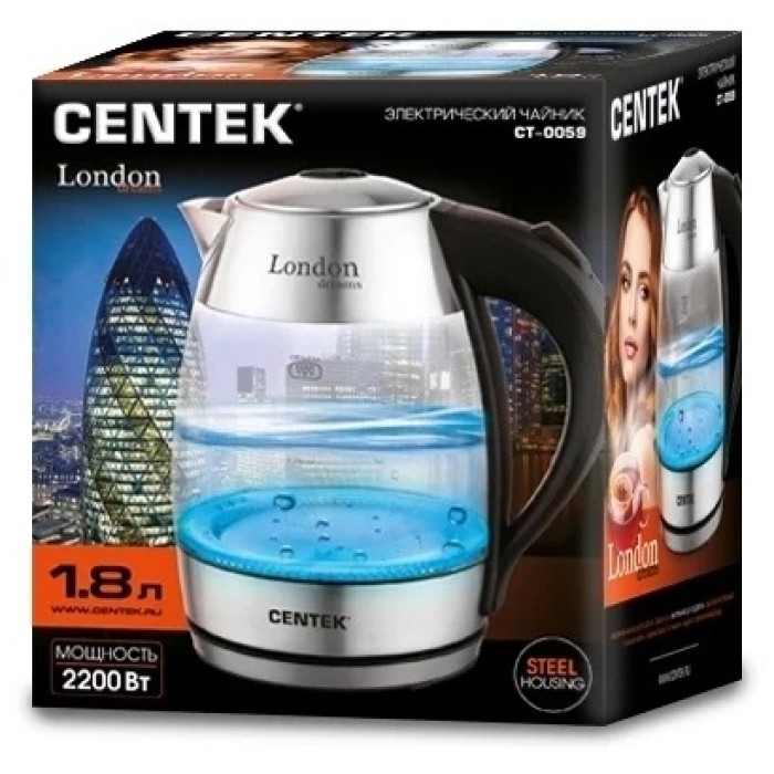 Электрочайник CENTEK CT-0059 серебристый