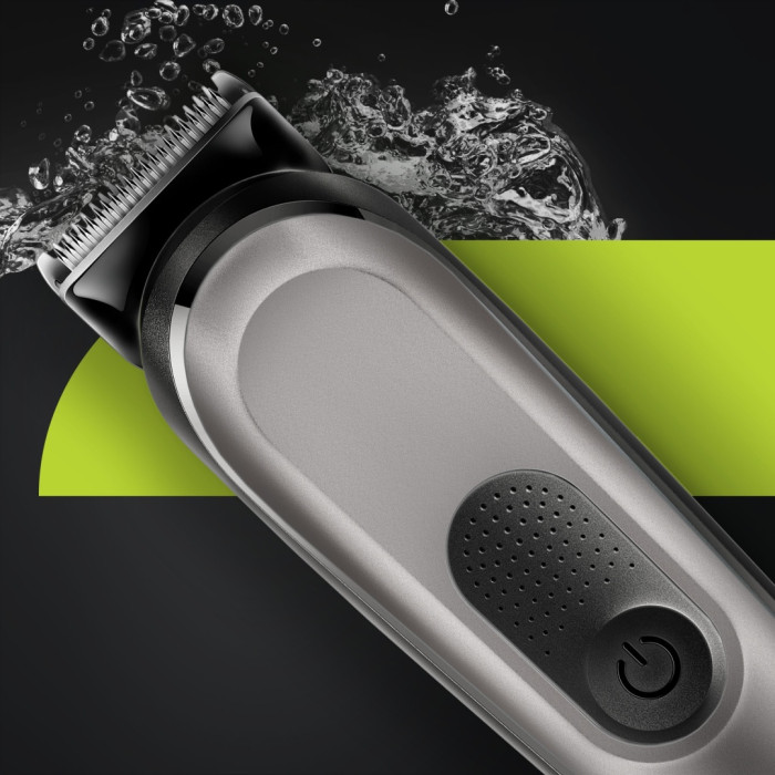 Триммер для бороды, усов и волос Braun MGK7320, 10 в 1, 8 насадок и бритва Gillette, серебристый