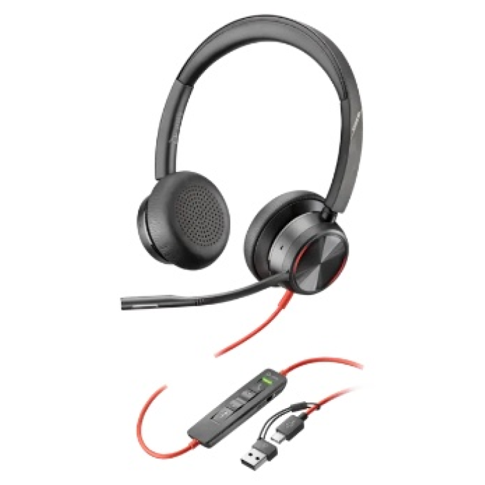HP Poly BLACKWIRE 8225 STEREO USB-C HEADSET +USB-C/A ADAPTER 8X223AA черный