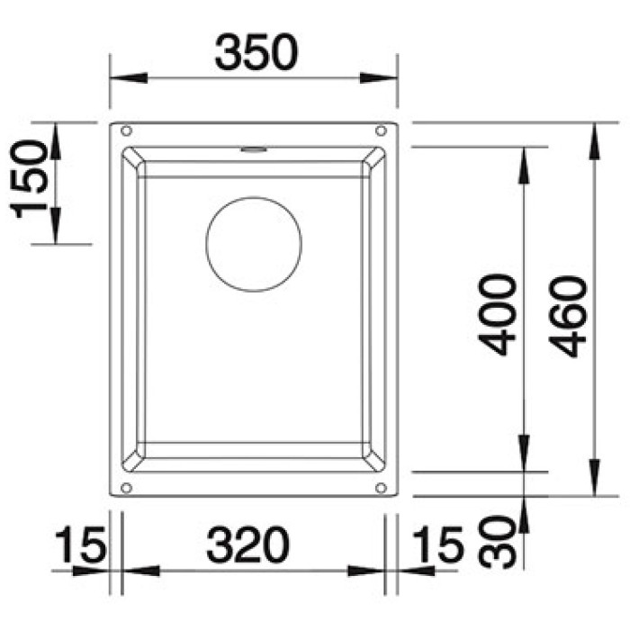 Кухонная мойка Blanco Subline 320-U антрацит (523406) 35х46х19 см, искусственный камень, тон антрацит