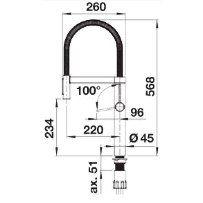 Смеситель с гибким изливом Blanco Culina-S II Satin Dark Steel (527465), латунь, цвет сатин, темный графит