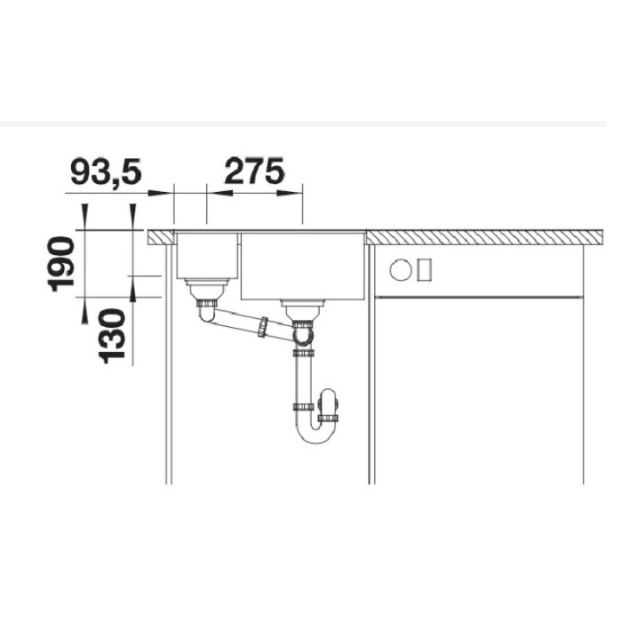 Кухонная мойка Blanco Subline 340/160-U LH вулканический серый (527345) 55.5х46х19 см, искусственный гранит, тон вулканический серый