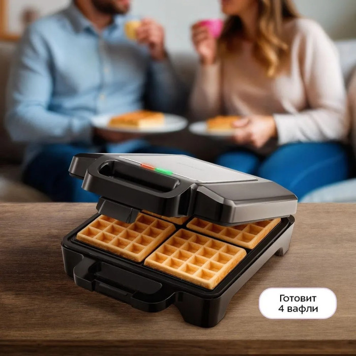 Вафельница Kitfort КТ-4673 черный, серебристый