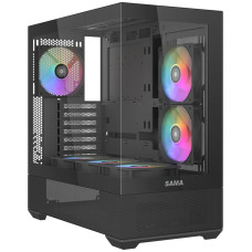Case ATX midi tower SAMA, V40 , (Без БП), Black
