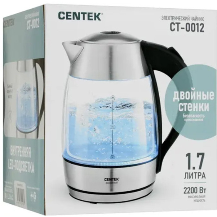 Электрочайник CENTEK CT-0012 серебристый