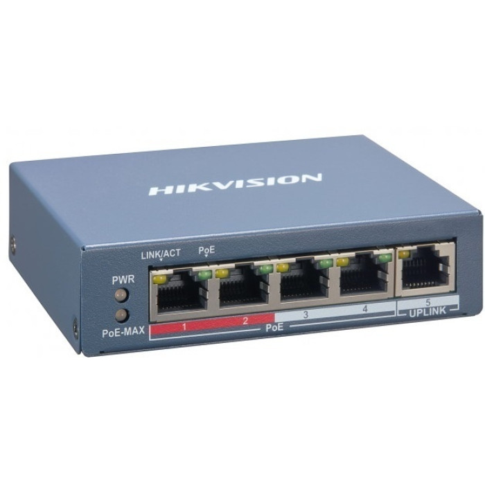 Hikvision DS-3E1105P-EI/M Коммутатор 4-портовый неуправляемый PoE
