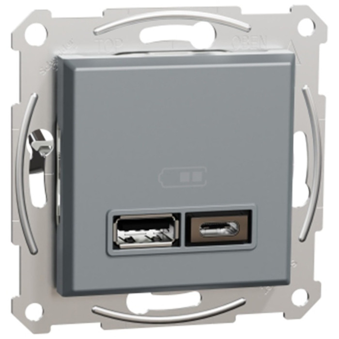 Розетка USB SE EPH2700362 Asfora A+С 2,4А механизм сталь