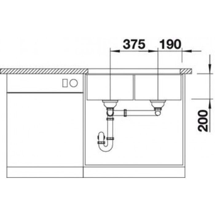 Blanco SUBLINE 350/350-U 523575 темная скала подстольная 75.5х46х20 см, искусственный гранит