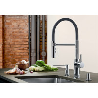 Смеситель для кухни (мойки) Blanco CATRIS-S FLEXO 525791 цвет черный, стальной, однозахватный