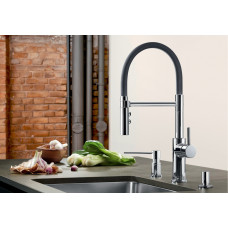 Смеситель для кухни (мойки) Blanco CATRIS-S FLEXO 525791 цвет черный, стальной, однозахватный