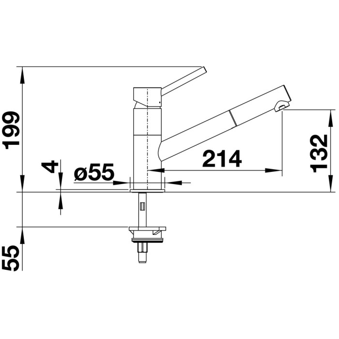 Смеситель для кухни (мойки) Blanco KANO-S цвет антрацит, хром, однозахватный