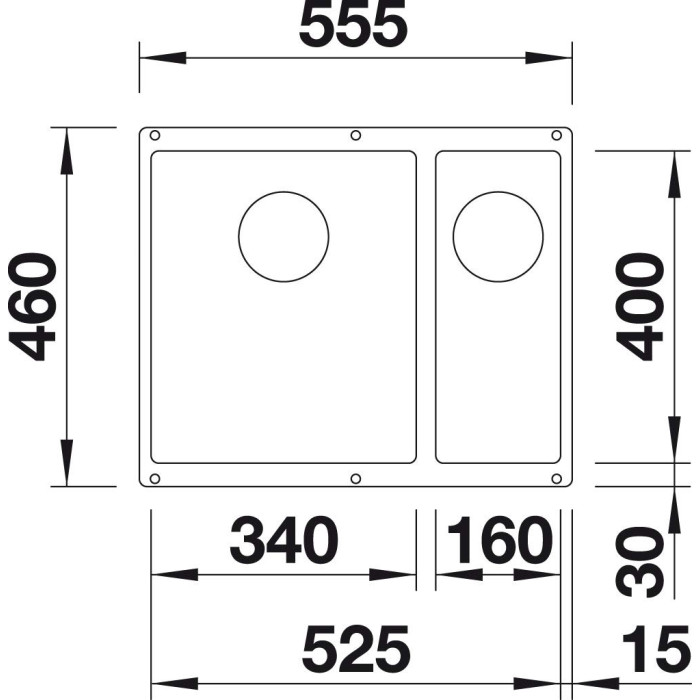 Blanco SUBLINE 340/160-U RH 523565 серый бежевый подстольная 55.5х46х19 см, искусственный гранит
