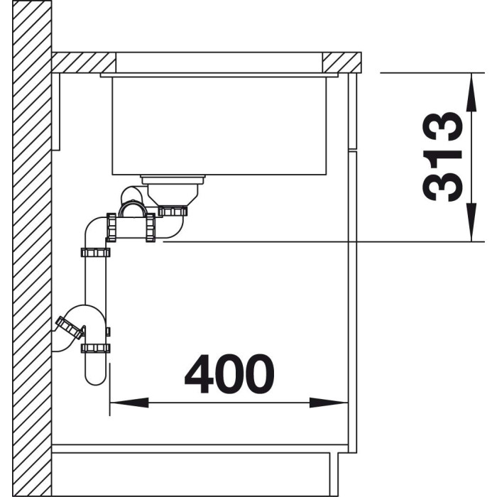 Blanco SUBLINE 340/160-U RH 523565 серый бежевый подстольная 55.5х46х19 см, искусственный гранит