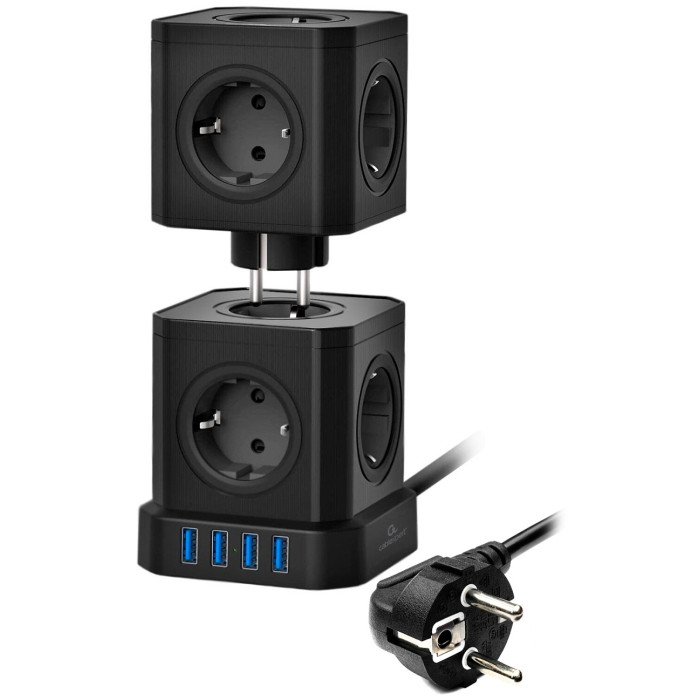 Сетевой фильтр Cablexpert TWR-9-U4-B-2 2 м