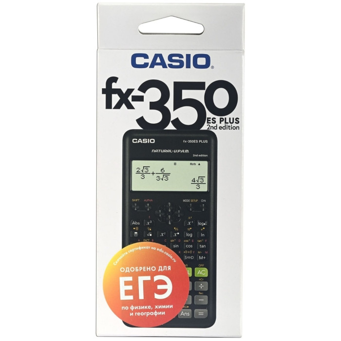 Калькулятор научный CASIO FX-350ESPLUS-2WETD, 12-разрядный, черный