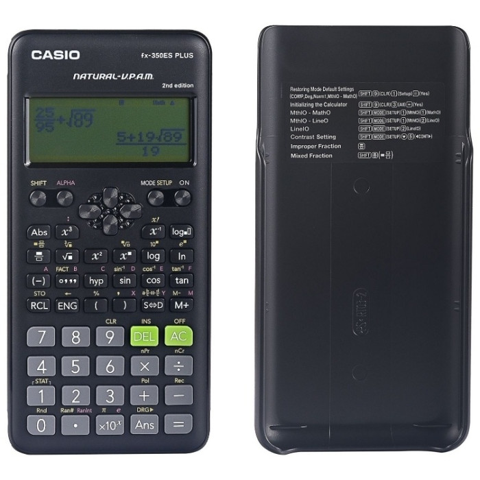 Калькулятор научный CASIO FX-350ESPLUS-2WETD, 12-разрядный, черный