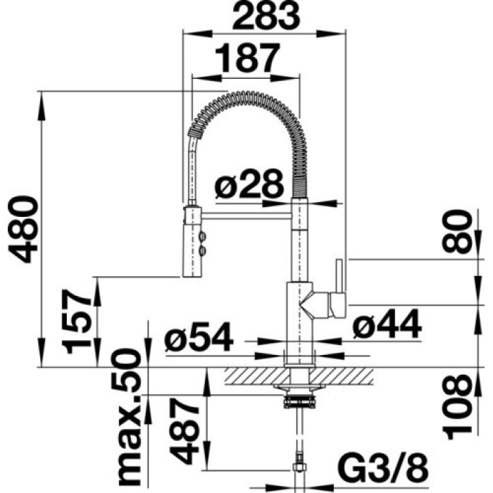 Смеситель с гибким изливом Blanco 521476, латунь, цвет хром