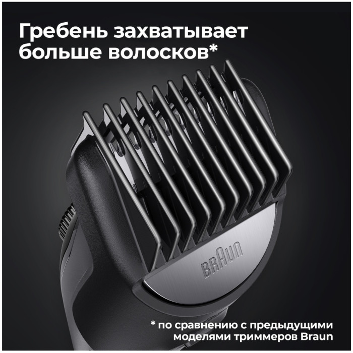 Триммер для бороды и усов Braun BT3321, 1 насадка, мятно-черный