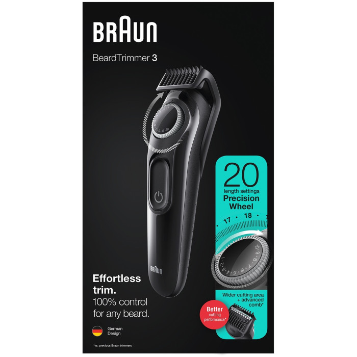 Триммер для бороды и усов Braun BT3321, 1 насадка, мятно-черный