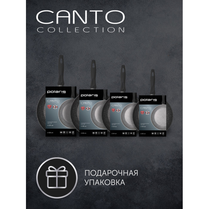 Сковорода универсальная Polaris Canto 24F 24 см, алюминий
