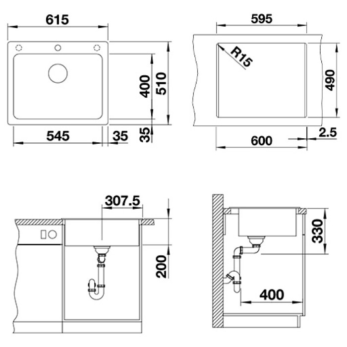 Blanco BLANCO Naya 6 кофе (519645) кофе врезная 61.5х51х20 см, искусственный камень