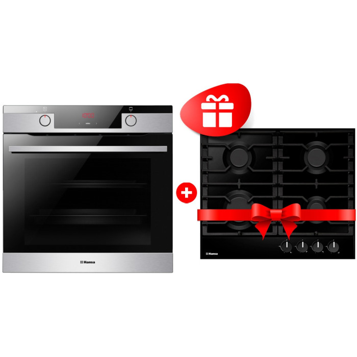 Hansa BOEIS694655 + варочная поверхность Hansa BHGS630301 серебристый