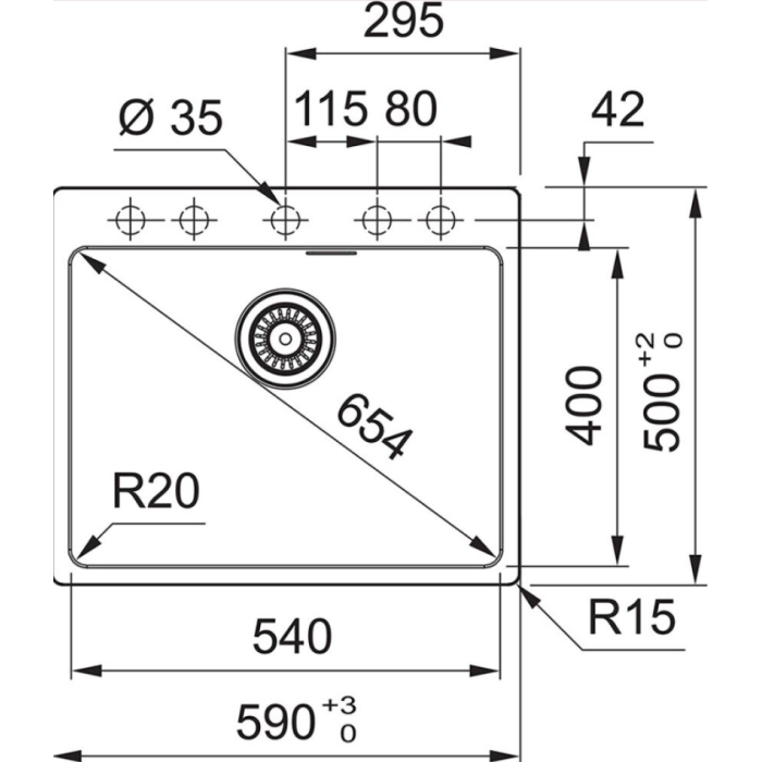 Franke FRANKE MRG 610-54 оникс (114.0661.703) врезная 20х59х50 см, искусственный гранит