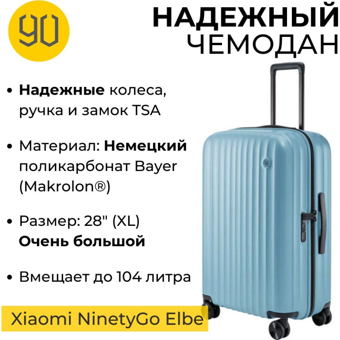 Xiaomi NinetyGo Elbe Luggage 28 104л голубой