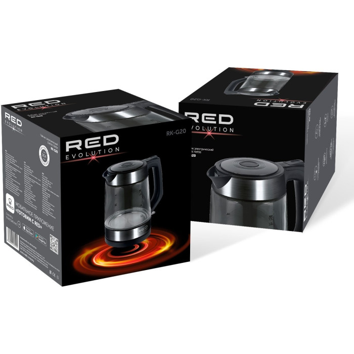 Электрочайник RED Evolution RK-G20 черный, прозрачный