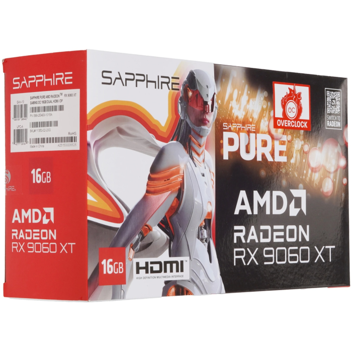 Sapphire AMD Radeon 9060 XT PURE OC (11350-02-20G) 16 Гб