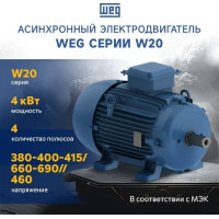 Асинхронный электродвигатель WEG 12312850 AM W20 -112M 4 кВт 4P B3T 380-460 В 50 Гц