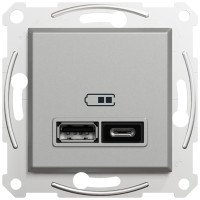 Schneider Electric встраиваемая EPH2700361, USB-розетка цвет алюминий