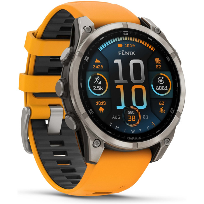 Garmin Fenix 8 47 мм серебристый-оранжевый