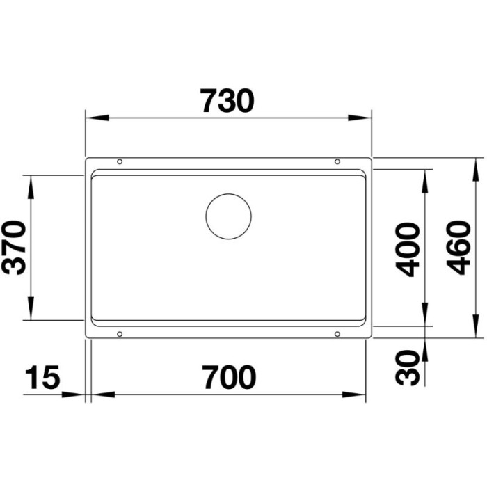 Blanco 525174 Серый беж подстольная 46х73х20 см, гранит