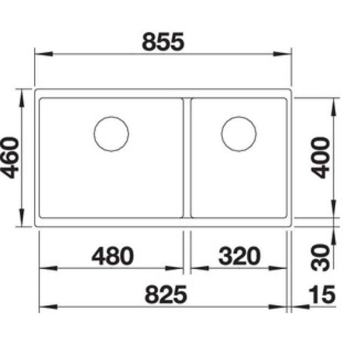 Blanco 480/320-U 523591  подстольная 46.6х85.5х20 см, гранит