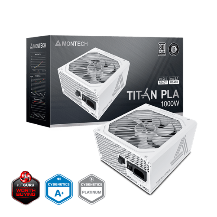 Блок питания Montech 1000W, TITAN PLA 1000W, Full Modular, 80+ PLATINUM, КПД 90%, Fan 135mm, Белый 37096