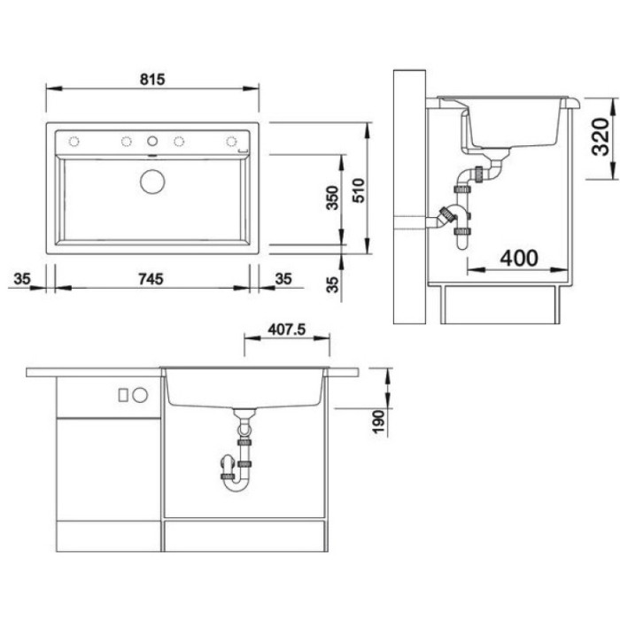 Кухонная мойка Blanco Dalago 8 - кофе (516638) 81.5х51х19 см, искусственный камень, тон кофе