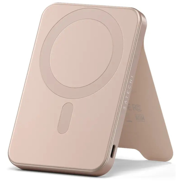 Внешний аккумулятор Satechi OntheGo Qi2 5K Magnetic Power Bank with Stand 5000 мАч 20 Вт розовый