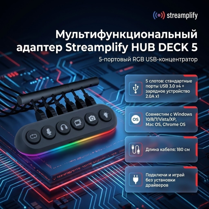Мультифункциональный адаптер Streamplify HUB DECK 5