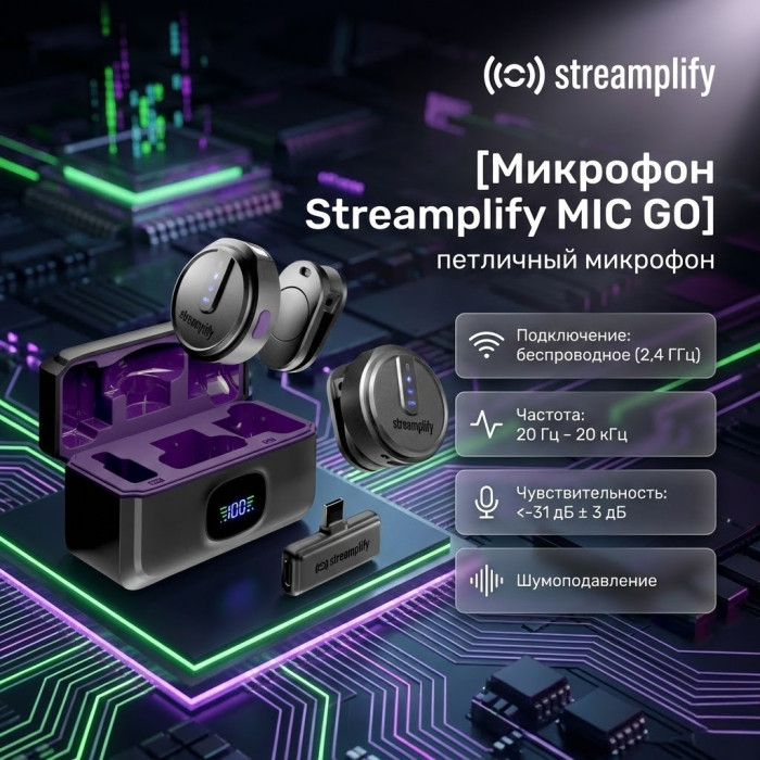 Петличный микрофон Streamplify MIC GO